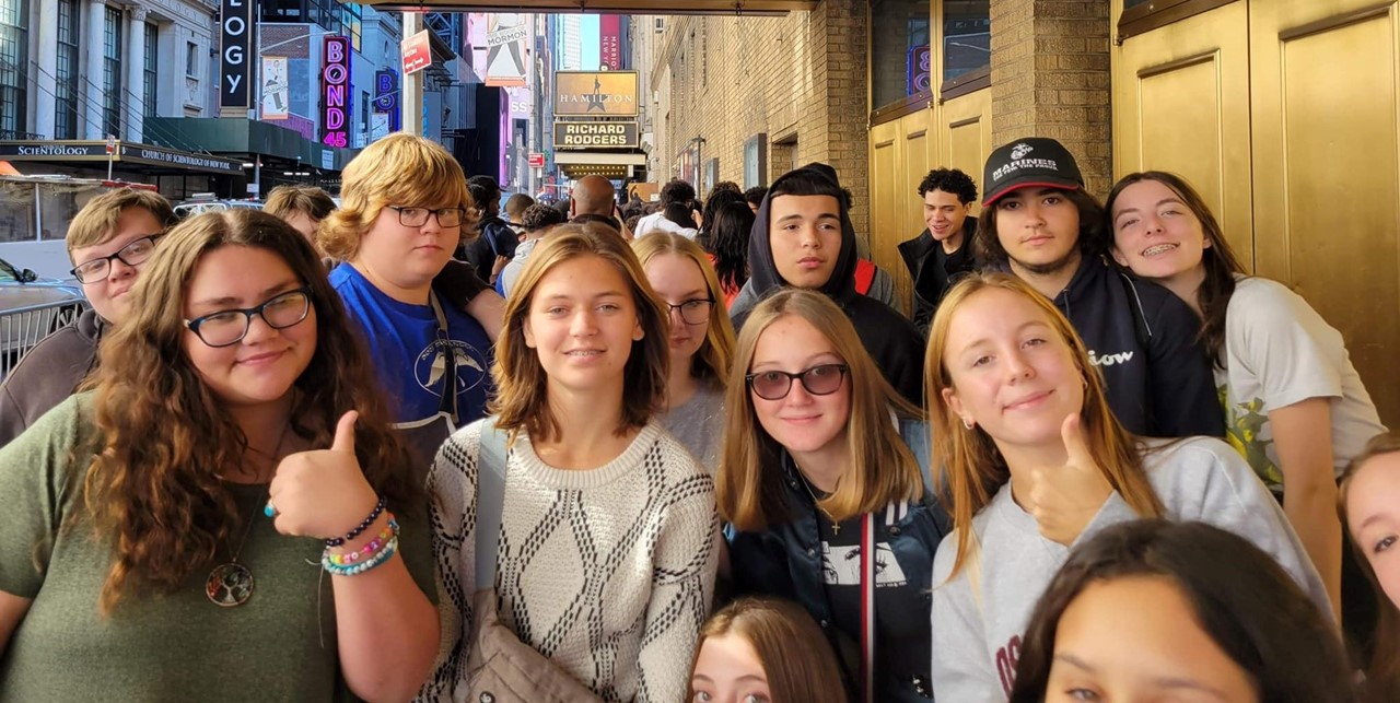 Students outside of Broadway Show
