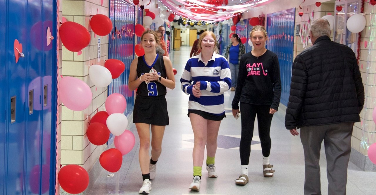 girls in the hall at open house