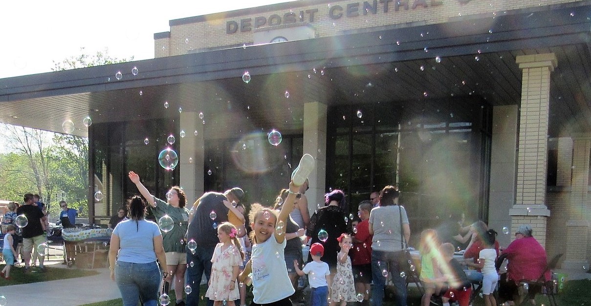Bubbles outside of the school