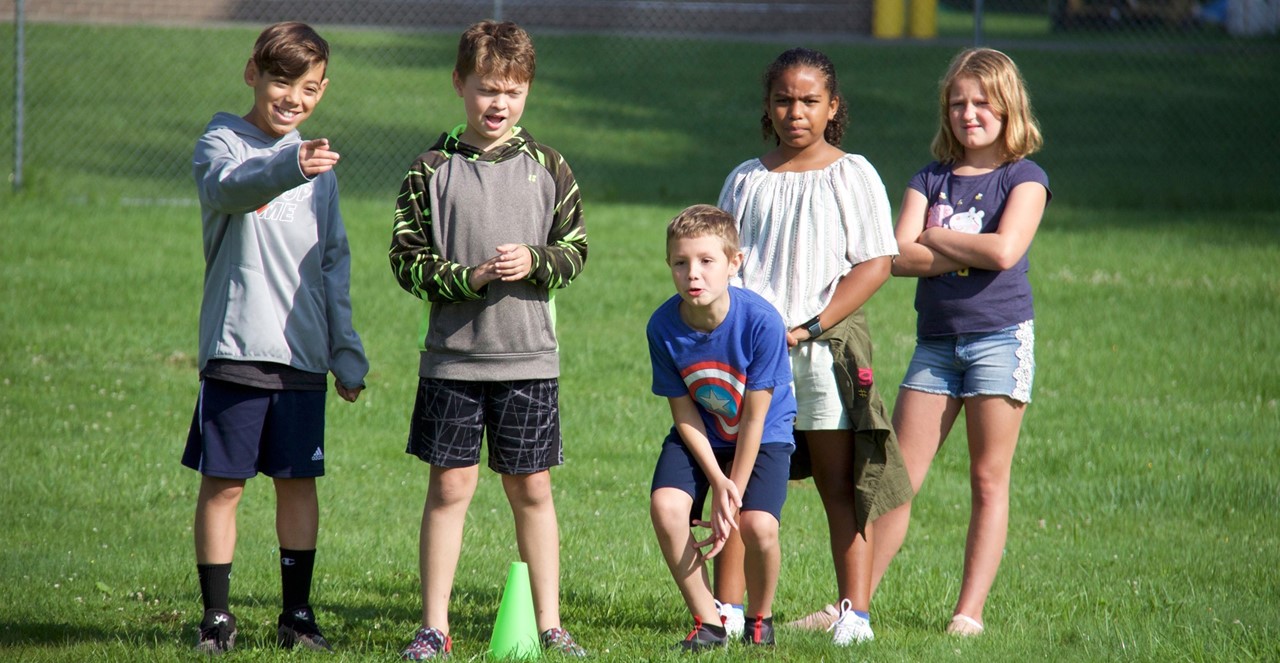 students at relay races