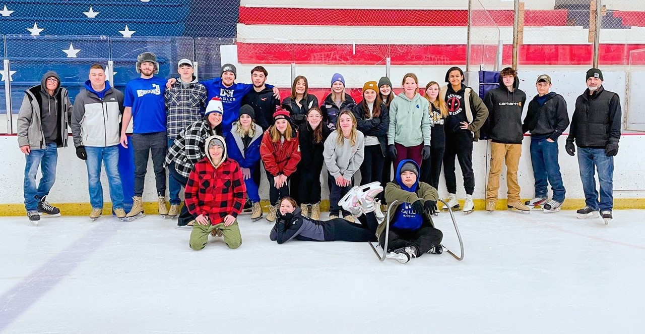 Group of people at ice rink